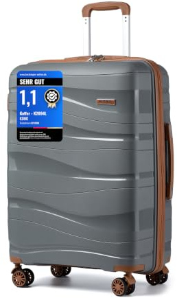 Kono Maleta de Cabina, Maleta de Viaje Mediana Ligera Portátil con Cerradura TSA, Resistente 65x46x26,5cm,70L(Gris)