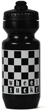 Wheelsuckr Purist 22 oz Cycling Water Bottle by Specialized Bikes Checkerboard Ska Screen Print | MoFlo 2.0 Cap | Made in USA, Black