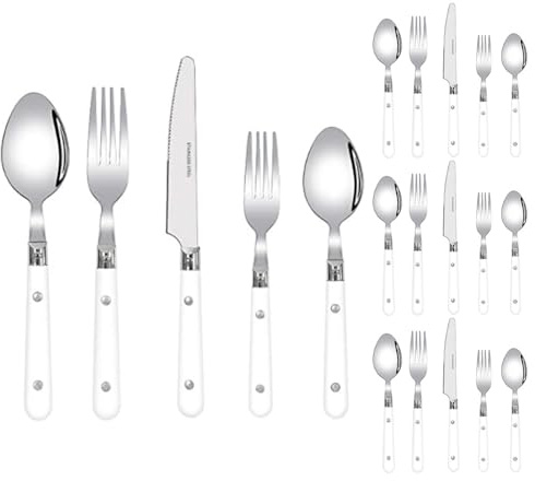 Zwei Nagel Klammer Griffe Küche Edelstahl Besteck Geschirr Besteck Set Steak Messer Gabel Löffel Teelöffel (Weiß,20 Stück)