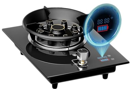 Gaziniere Gaz, Cuisinière À Gaz Portable D'intérieur - Cuisinière À Gaz en Verre Trempé De 5,2 KW, Brûleur De Cuisinière De Cuisine Domestique avec Fonction De Minuterie(NG)