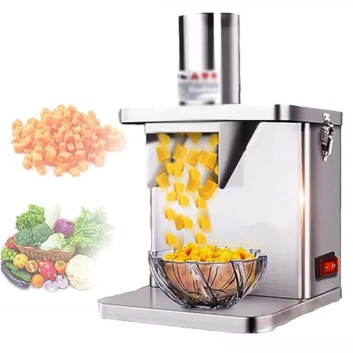 Macchina per tagliare a cubetti le verdure commerciale, macchina per tagliare a cubetti e affettare le verdure elettrica 2 in 1, taglio automatico di cubetti di patate e cipolle con 5 lame per uso c