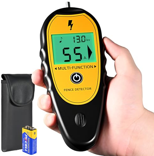 Electric Fence Tester, Digital Electric Fence Tester and Fault Finder, 200V to 15,000V Pulse Voltage Checker Meter, Backlit LCD Display, Beep Alarm