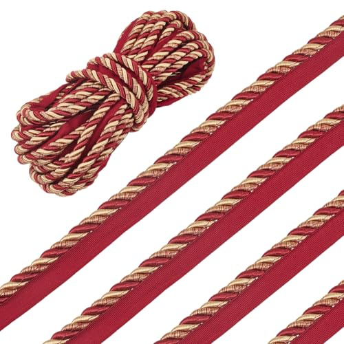 PH PandaHall 12.5m Cordoncino per Labbra Cordino Rosso per Tappezzeria, 24mm Cordino Intrecciato in Poliestere con Linguetta per Fermatende per Cuscini Cornici Decorativi