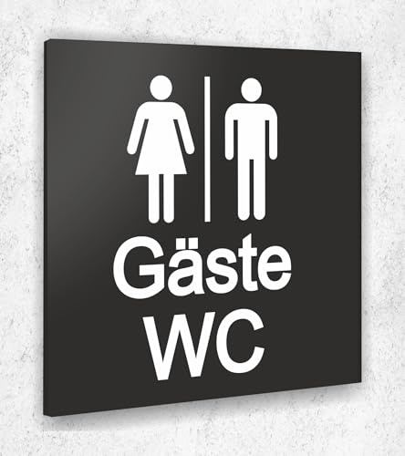 Türschild WC Damen Herren Gäste Schwarz Matt UV Druck 12 x 12cm - 3mm ALUVERBUND - Made in Germany Art.Nr. A 2103