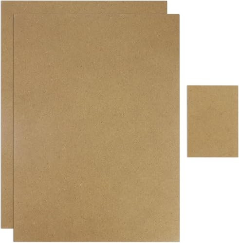 2 pannelli in legno MDF A3 per fai da te, 2 mm, densità media in fibra di legno, pannelli MDF per incisione laser, pittura e decorazioni (42 x 30 cm), con 1 tagliere da 5 pollici