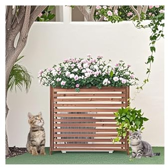 HUFIREHU ClôTure De Climatisation éCran De Confidentialité ExtéRieur ClôTure Support De Climatiseur Caché Support Cache Climatiseur Exterieur Bois Cache Pompe A Chaleur ExtéRieur(110 * 50 * 85cm)