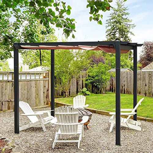 Pergola retrattile per esterni, 3 x 3 m, con baldacchino resistente alle intemperie, in alluminio, per barbecue, feste, spiaggia, giardino, terrazza, eventi all'aperto