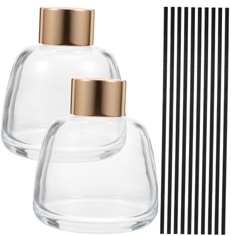 BIUDECO Botellas de Vidrio para Difusor de con Varillas Negras Frascos Rellenables para Aceites Esenciales y Aromas Decorativos para Hogar y Oficina Color Aleatorio