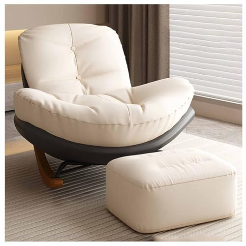 Fauteuil à bascule doux et confortable avec repose-pieds – Fauteuil à bascule rembourré pour chambre d'enfant et petits espaces – Canapé à bascule confortable