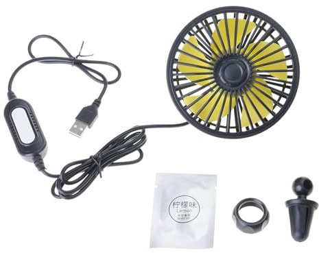 Ventilateur USB de voiture monté sur volets roulants 3 vitesses pour véhicule, camion, base réglable rotation 5 V pour grille d'aération portable, rotation automatique, rechargeable à clipser