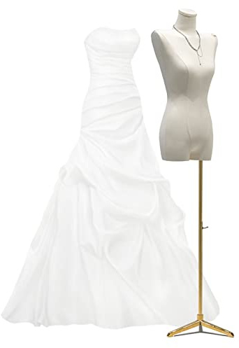 OUPAIAI Schneiderpuppe Damenbüste Weiblich, 47-75 Zoll Höhenverstellbar Weibliche Kleid Form Mannequin Stand Schaufensterpuppe für Kleidung Mit Metallstativ Sockel(Gold)