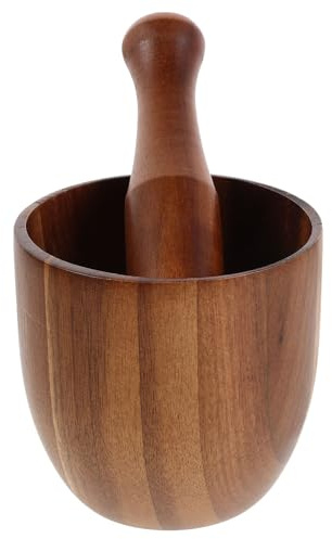 OFFSCH Mortero Manual de Madera de Acacia Mano de Mortero Japonesa Recipiente Compacto para Moler Ajo y Especias Trituradora y Resistente para Uso en Cocina
