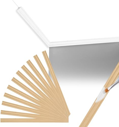 MOROBOR Moldura decorativa de madera, 12 piezas sin terminar 3D para pintar tú mismo, molduras de pared para techo, decoración de puerta de armario, ventana y puerta, 13.7 x 0.8 pulgadas