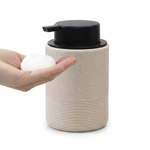 Blissilk Foaming Soap Dispenser With Refillable Pump Bottle Dispenser, Resin Hand Soap Dispenser For Bathroom, Countertop, Kitchen - Beige