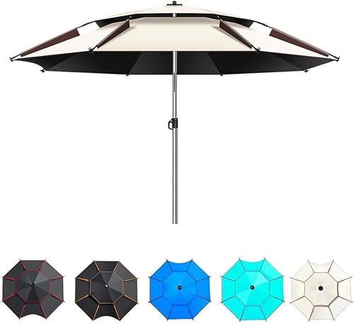 Ombrellone da Pesca Inclinabile Regolabile da 1,8 A 2,6 Metri, Ombrellone da Spiaggia A Doppio Strato per Pescatori, Ampia Protezione Solare, Impermeabile E Antivento per Beige 180cm/6ft