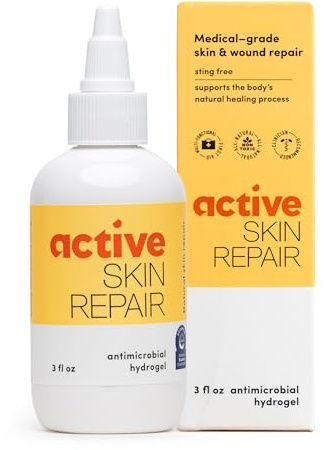 Active Skin Repair First Aid Healing Skin Hydrogel - Natural & Non-Toxic Repairing Ointment with Hypochlorus Acid for Minor Cuts, Wounds, Scrapes, Rashes, Sunburns, & More, 3 oz