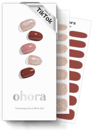Ohora Sticker Unghie Gel Semi-Polimerizzato, 30 Unghie Gel Adesive Made in Corea, con Lima, Due Salviette Umide e Uno Stick in Legno per l'Applicazione