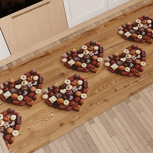 PETTI Artigiani Italiani - Tappeto Cucina Passatoia Cucina Antiscivolo e Lavabile 52x100 cm Disegno Cioccolato 100% Made in Italy