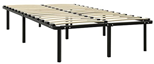 vidaXL Bettgestell Metallbett Bett Schlafzimmerbett Doppelbett Schlafzimmermöbel Ehebett Bettrahmen Lattenrost Schwarz Metall 120x200cm