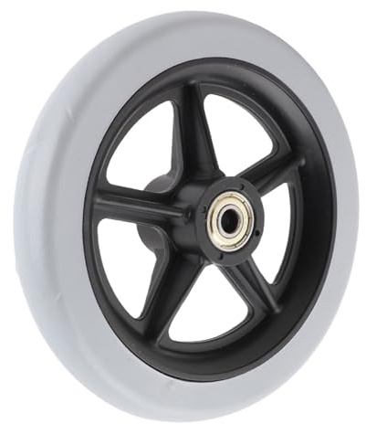 Roue Avant de Fauteuil Roulant, 15 cm, Caoutchouc Antidérapant, Gris, Capacité 120 kg, pour Déambulateurs et Fauteuils Roulants, Roulement 608ZZ