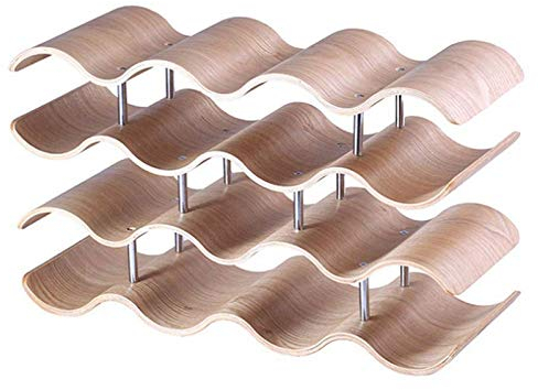 LIJUCAI Wooden Wave Weinregal/Creative Home Traubenweinregal Weinschrank/Massivholz Flaschenregal (4 Schichten 42,5x15,5x24Cm), Holz