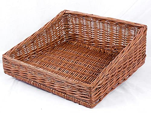 Cesta espositore portapane in vimini rosso rettangolare cm 40X40XH20, Cesta espositore in vimini, Intecciato a mano, Cesta portaoggetti, Cesta Espositore per Bar, Ristoranti, Negozi, Supermercati