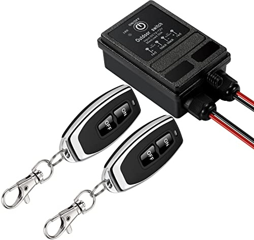 ZHOFONET Waterproof Remote Control Relay Switch, 328ft Long Range Wireless Remote Switch,DC 12V-72V Relay RF Remote Control Switches for Outdoor Light