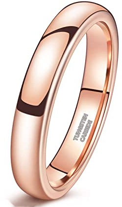 Zakk Ringe Damen Herren Wolfram Rosegold Vorsteckring Schmal Schlicht Poliert Verlobungsringe Eheringe Trauringe 2mm 4mm 6mm (4mm,58 (18.5))