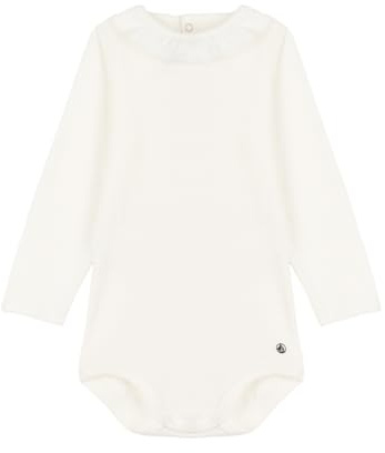 Petit Bateau Baby Mädchen Langarm-Body mit Kragen, Weiss Marshmallow, 12 Monate