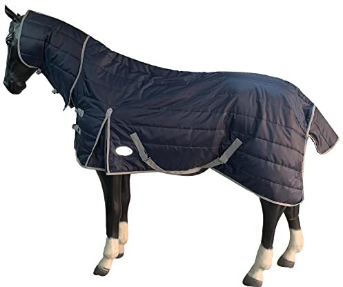 eQuitack Your Passion Is Our Mission 210D Stalldecke Pferdedecke Winterdecke mit Hailsteil 200G Füllung Navy 165cm