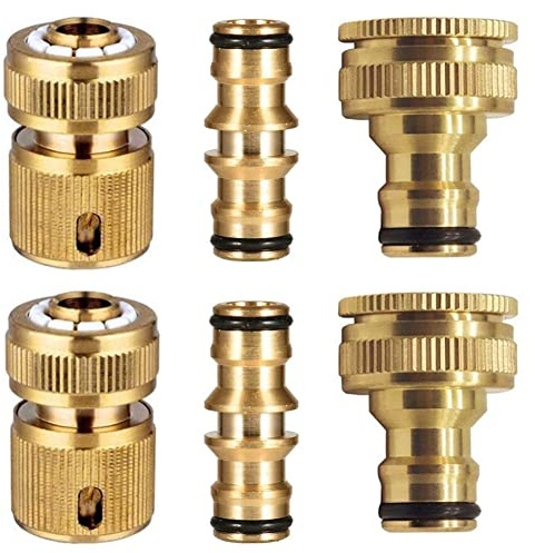 6 Stück 1/2 Zoll Schlauchanschluss Messing Schnellkupplung 3/4 Zoll