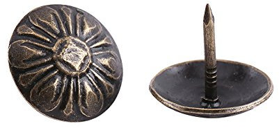 100Pcs Clous de Tapisserie d'Ameublement Vintage, Goujon Décoratif de Porte de Chaussure de Canapé de Meubles(Clou marguerite 16x15mm)