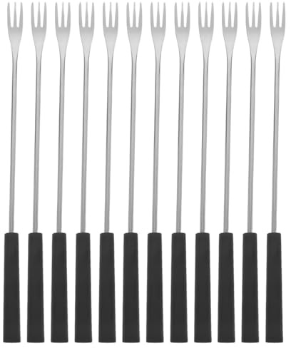Kichvoe 12Pcs Stainless Steel Fondue Forks - Long Handle Chocolate Forks, Cheese Fondue Dipping Tool, Fruit Dessert Sticks for Chocolate Fountain, BBQ, Marshmallows, and Cheese, 10.23inch