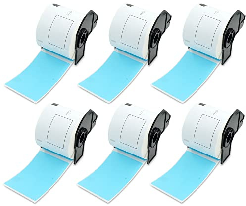 BETCKEY - 6 Rollen DK-11202 Versandetiketten Kompatibel mit Brother, 62mm x 100mm, 1800 Farbige Etiketten Blau für Brother QL Etikettendrucker