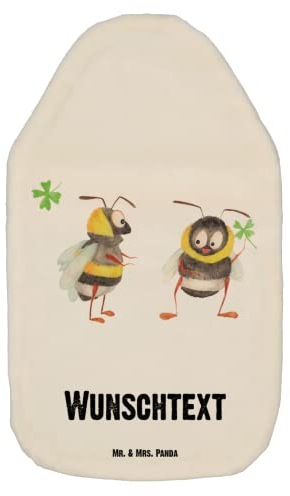 Mr. & Mrs. Panda Personalisierte Wärmflasche Bienen Paar - Weiß