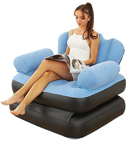 Loupsiy Aufblasbare Couch - Faltbarer aufblasbarer Couchsessel 5 in 1 Multifunktion mit Armlehne | Lazy Beflockung Lounge Sessel für Innen Wohnzimmer und Outdoor Balkon Terrasse