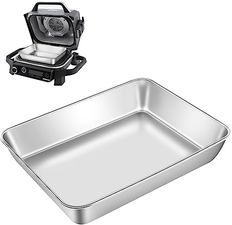GRILL FORCE Antihaft-Backblech aus 304 Edelstahl, 30,5 x 22,9 x 5,1 cm, spülmaschinenfest, gesund, verwindungs- und rostbeständig, Backformen für Pizza, Lasagne, Braten