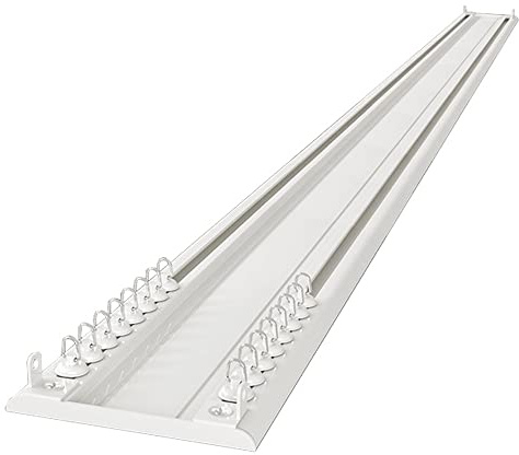 PhIree Fenstergleitschiene Mit Haken 1–4 M, Robuste, Mit Vorhängen Verbundene Doppelschiene, Aluminiumschienen, Silence, Weiß/Schwarz/White/3.2M/10.4Ft