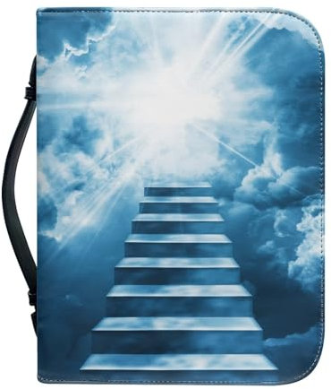 Dajingkj Bibelhülle Mit Reißverschluss Herren Leder Bibelhülle XL Groß Bibel Buchumschlag Wasserdicht Tragbar Handtasche Bibelstudium Tote Bag Geschenk