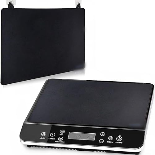 Minicoco Stove Cover Foldable Hob Covers to Protect Cooker Top from Scratches Dirt Anti Slip, Waterproof, with Hooks Gives Extra Work and Storage Space Silicone Mat – Black 61.5x53 cm