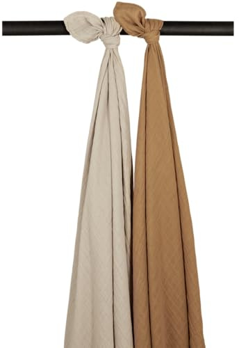 MEYCO Mullwindeln 120x120cm - 2-Pack Musselin Spucktuch Sand/Toffee | 100 % weiche Baumwolle - Pre Washed Musselin - Oeko Tex zertifiziert - saugfähig, hautfreundlich & schnelltrocknend