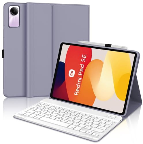IVEOPPE Tastiera Xiaomi Redmi SE, Xiaomi Redmi Pad SE Cover con Tastiera, Custodia Tastiera Italiano Bluetooth Magnetica Staccabile per Tablet Xiaomi Redmi Pad SE 11 pollici 2023, Viola lavanda