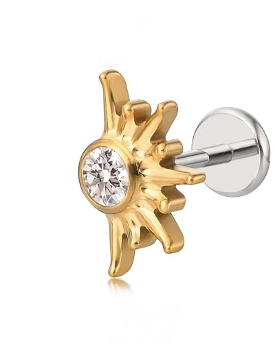 limerencia titan F136 Hypoallergen Piercing-Schmuck,flacher Rücken mit Innengewinde Ohrstecker 18g für Labret Knorpel Monroe Medusa Tragus Helix Nase Lippe(1 Stück)