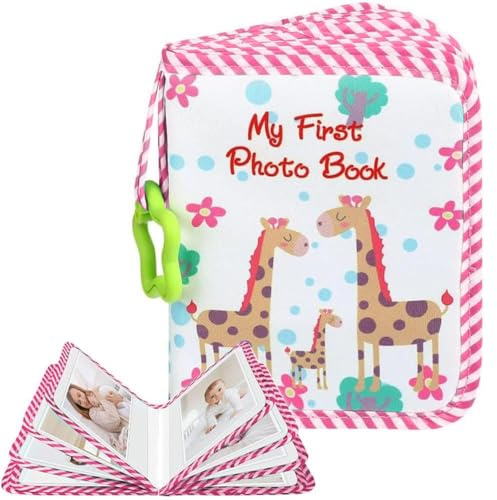 Baby Photo Album Baby Memory Soft Cloth Infant Photo Album Cute Giraffe My First Family Album Unisex Kids' Personalized Memory Photos Albums for Family Shower Party Toddler Kids Girls Boys