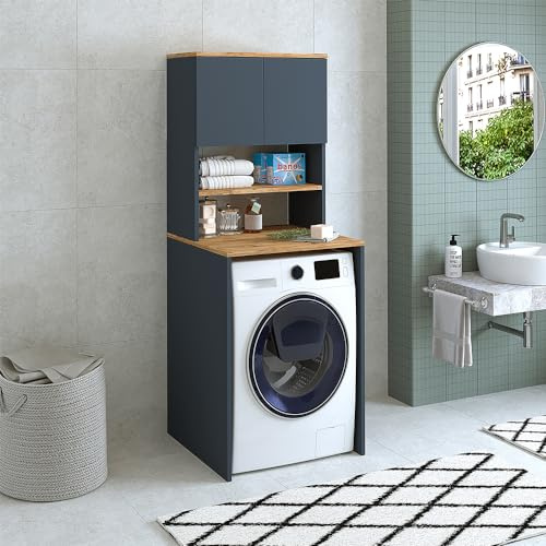 ROOMART, Cuarto de baño, tapa para lavadora, torre de lavado, estante para lavadora, BHT: 65 x 181 x 60 cm (roble antracita)
