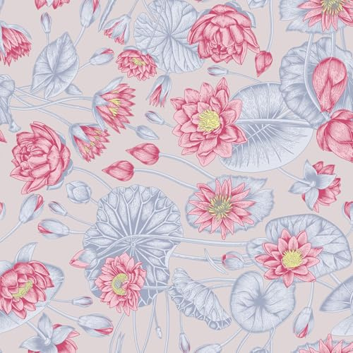 TULTOAP Selbstklebende Tapete Blumen Rosa 40x300cm Blumentapete Vintage Rosa Wandschutzfolie Wasserdicht Klebefolie für Möbel Schrank Küche Wand (40x300cm)