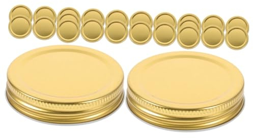 ABOOFAN 12pezzi Coperchi Per Barattoli Impermeabili e Riutilizzabili Per Conserve e Contenitori Design Oro Per Cucina e Inscatolamento