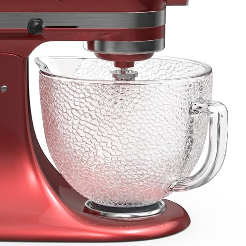Glasschüssel kompatibel mit KitchenAid 4,5–5QT Kippkopf-Standmixern, Glas-Rührschüssel Ersatz mit Ausgießer für Küchenhelfer, Mixer-Zubehör, mikrowellen- und gefriergeeignet