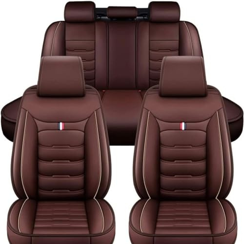 XFANGNB Coprisedili Auto in Pelle per Alfa Romeo Giulietta(940) RZ(162D) Mito (955) Stelvio(949), Set Completo Fodere Anteriori e Posteriori Copri Sedili Impermeabili Antiscivolo Accessori,D/Coffee