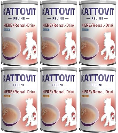 Kattovit Niere/Renal Drink Mix | 6X oder 12x 135ml, Huhn & Ente | Für Katzen mit eingeschränkter Nierenfunktion | Katzengetränk mit feinsten Fleischstückchen (135ml, 6er Mix)